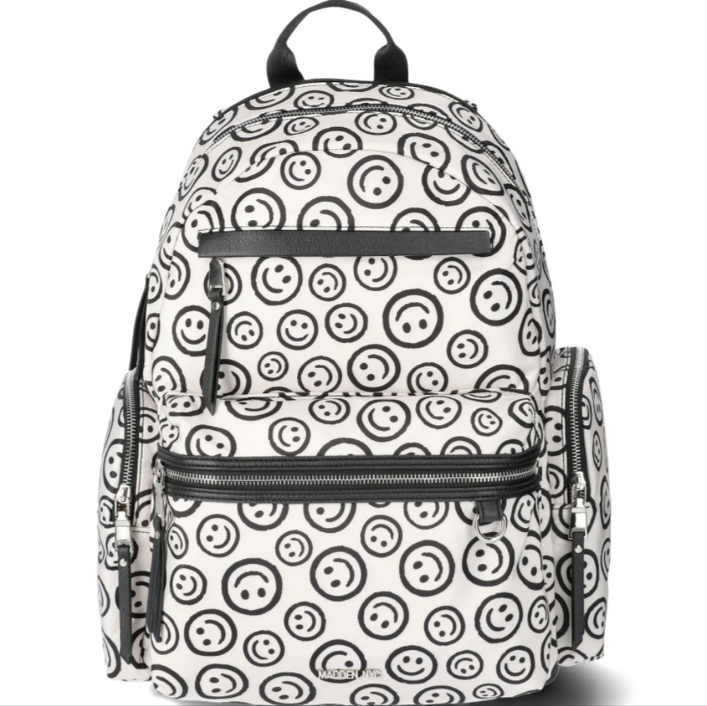 Madden NYC Women's Smiley Dome Backpack with Front Pockets and Removable Pouch,…